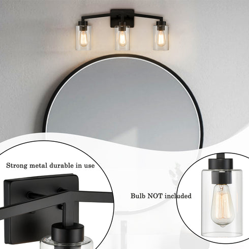 Bernina Industrial Black Bathroom Vanity Light Sconce 3-Light
